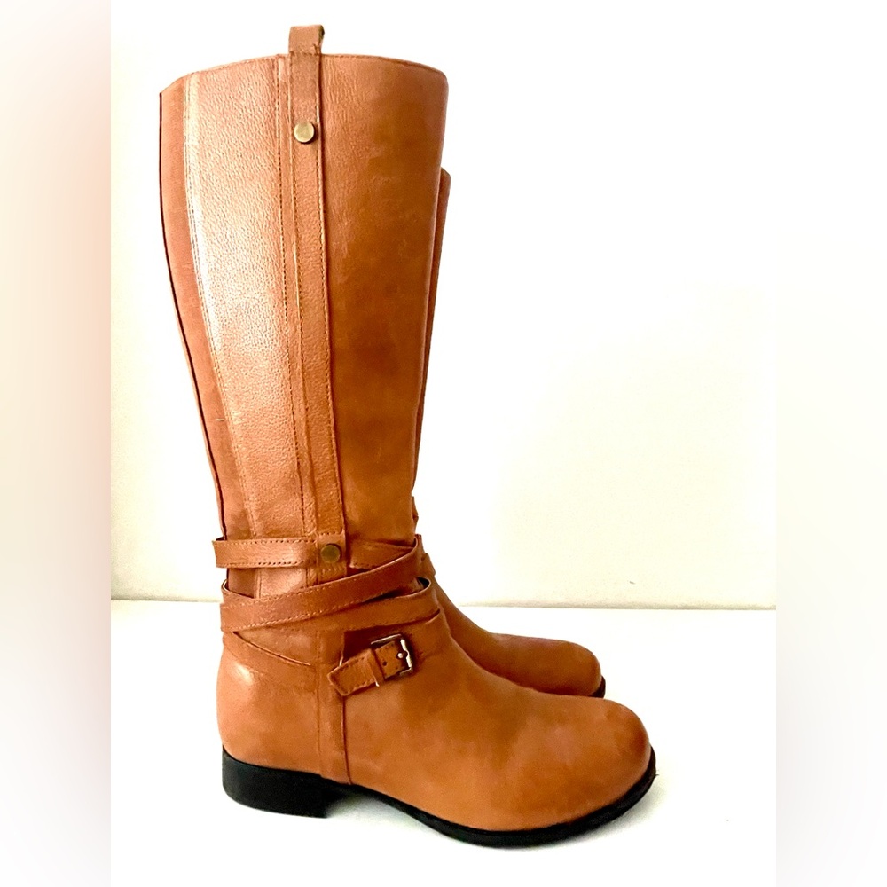 Naturalizer Tan Leather Knee-High Boots 7W - Picture 1 of 11